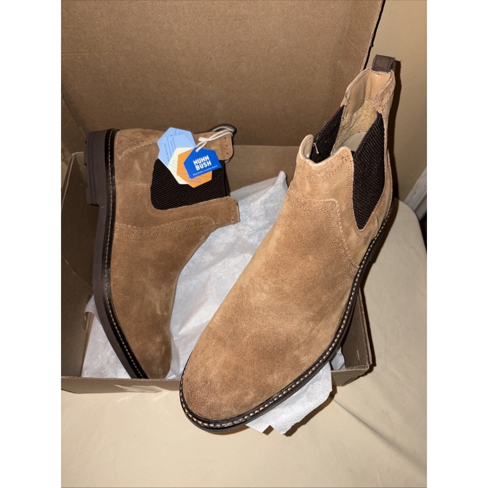 New Nunn Bush Otis II Men's 12 M Chelsea Boots Camel Suede $120 Pull On Comfort